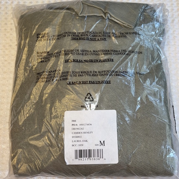 ❌SOLD!❌ NEW! Free People Camden Henley Sweatshirt MEDIUM Laurel Oak Olive Green - Picture 7 of 7